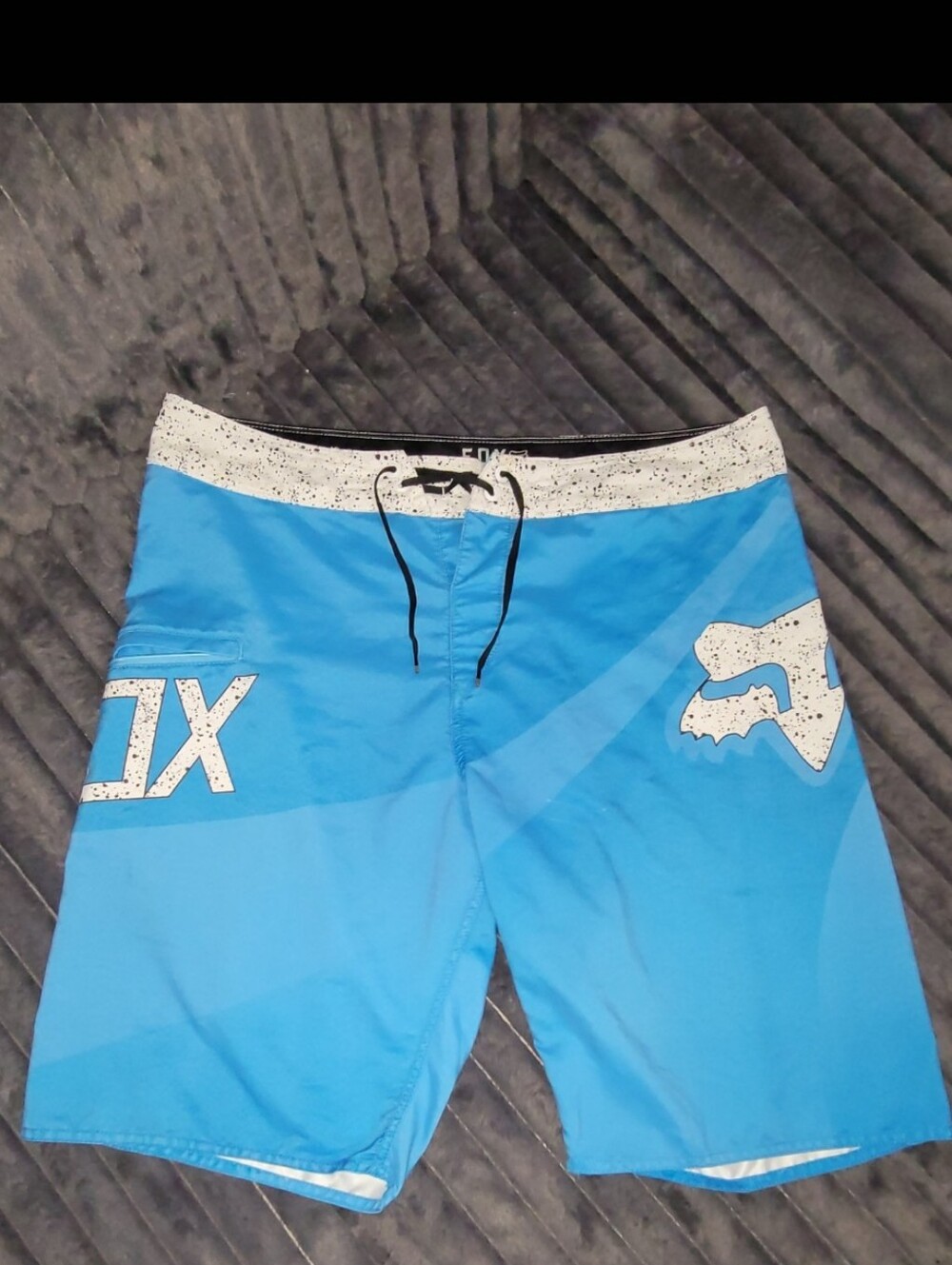 Fox Men’s Blue Board Shorts with White Waistband Accents